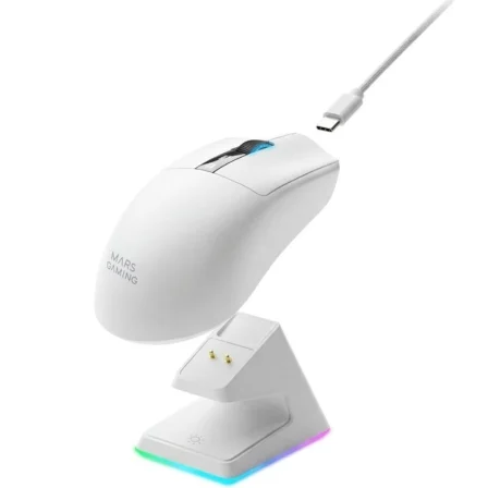 Mars Gaming MMW-ELITE Ratón Gaming Inalámbrico, Batería Recargable hasta 20000 DPI, Blanco Mars Gaming MMW-ELITE Ratón Gaming Inalámbrico, Batería Recargable hasta 20000 DPI, Blanco